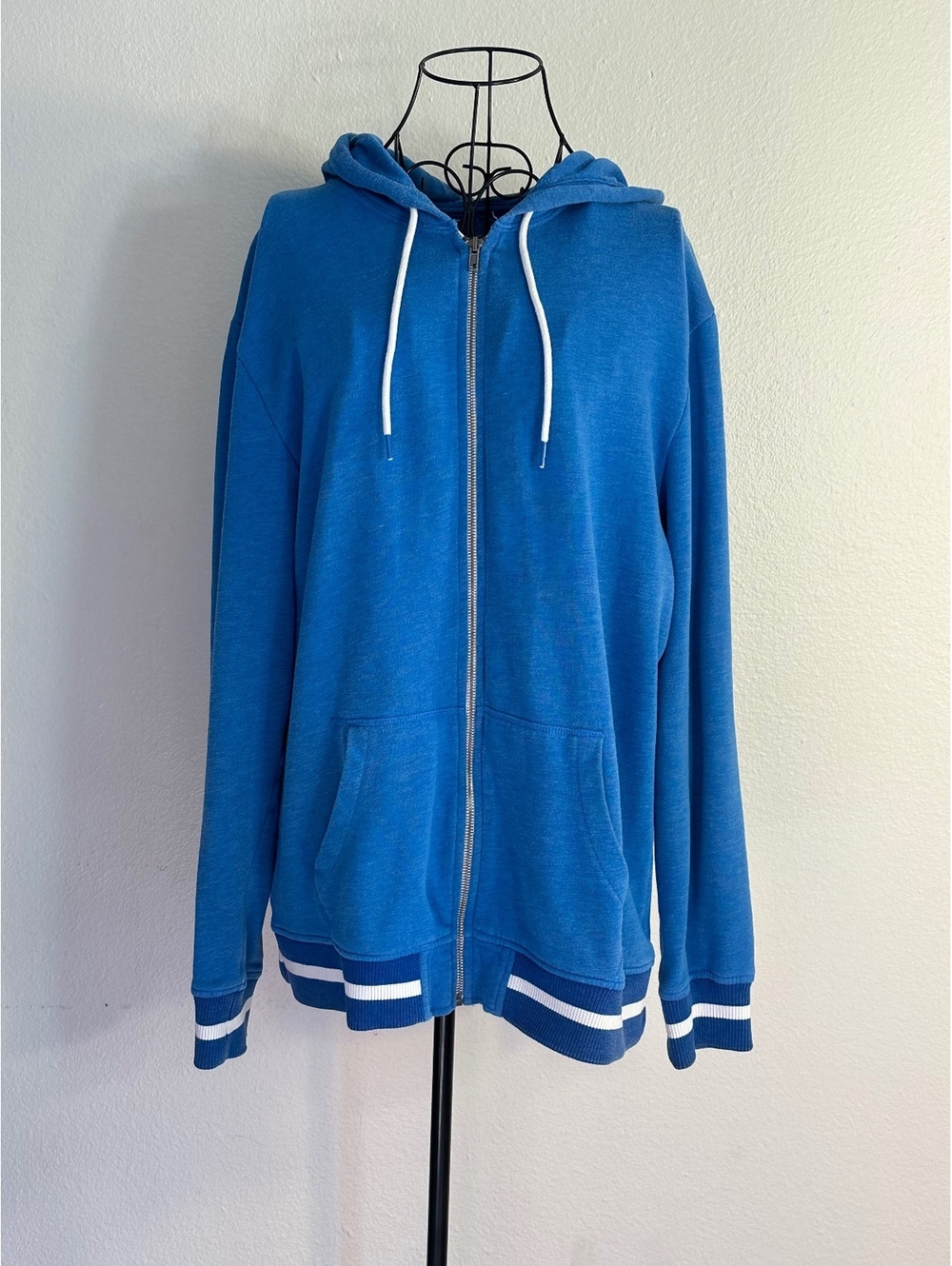 Blue Mens Zip Up Hoodie